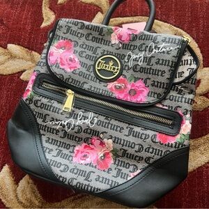 Juicy Couture Gray and Pink Floral Backpack